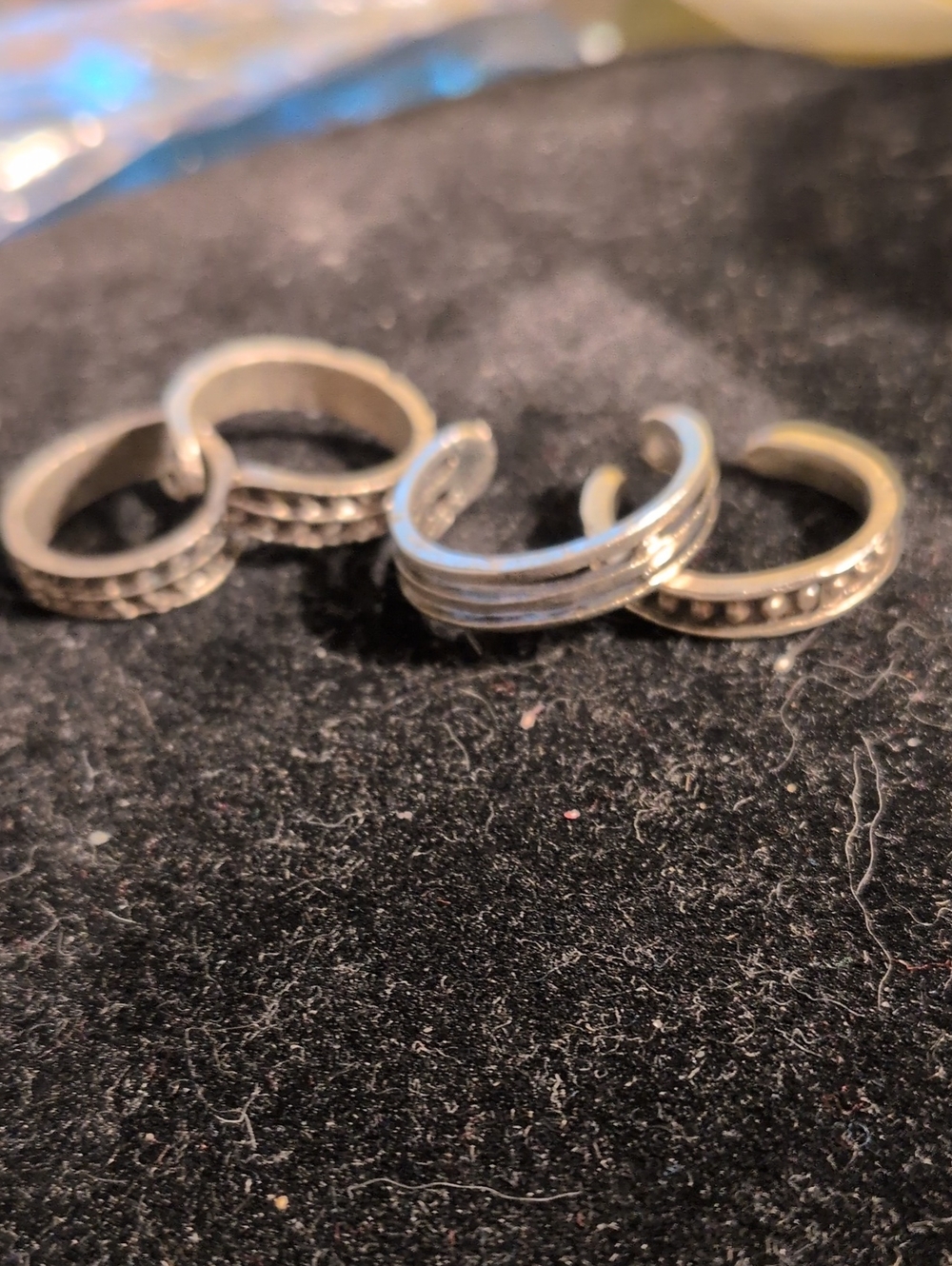 Silver-Tone Adjustable Stacking Rings Or Toe Rings Set of 4